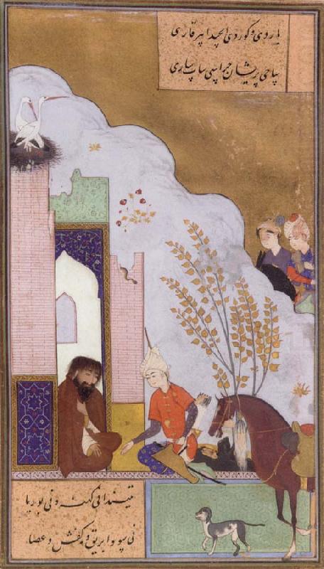 Young Sultan Mahmud of Ghazni visits a Hermit Note the sultan-s horse and his dog., unknow artist
